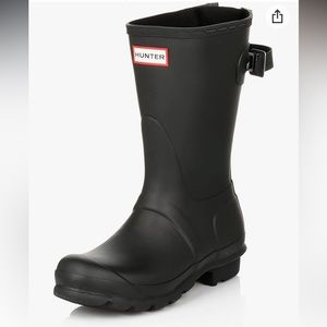 Original Short Back Adjustable Rain Boot - Hunter - Black - size women’s 9